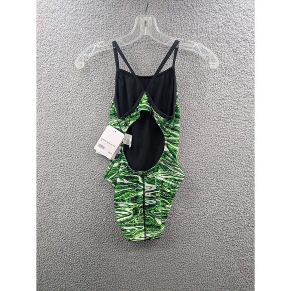 NWT Dolfin Reliance Women's sz 30 Jet Stream Green V-Back One Piece Swimsuit - Picture 2 of 8